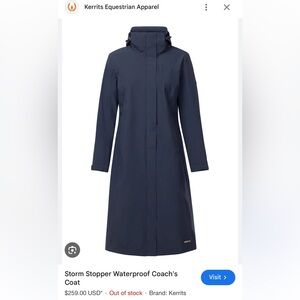 Kerrits Navy Storm Stopper Waterproof Coach's Coat